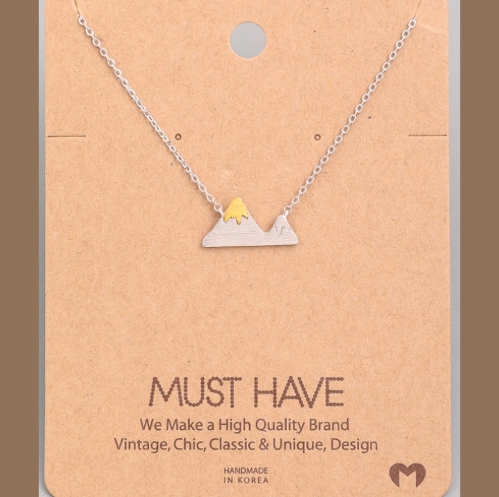 Only 1 left Dainty mountains with snow necklace